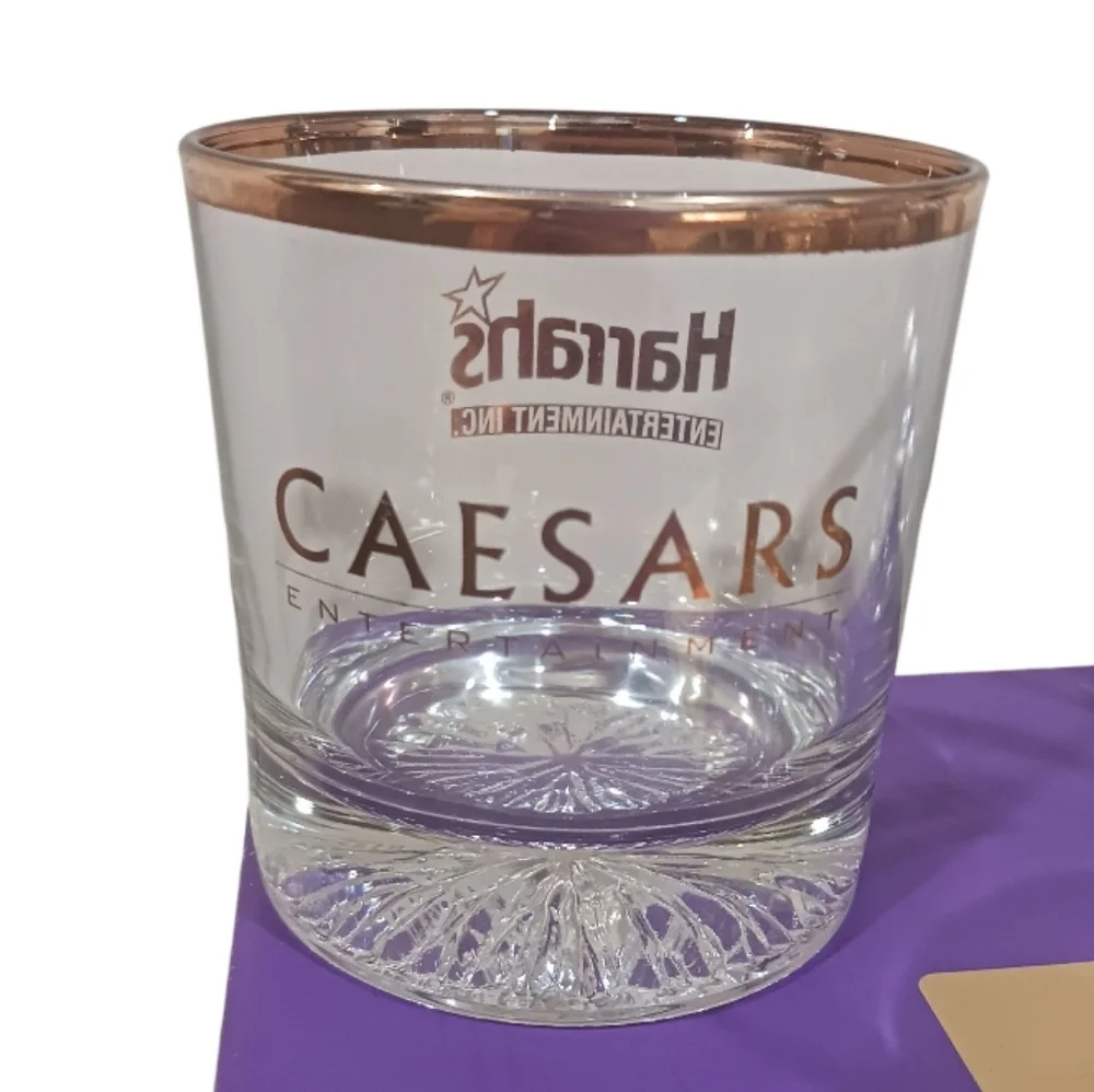 VTG Caesars Harrahs Casino Box Set Whiskey Lowball Glasses 2005